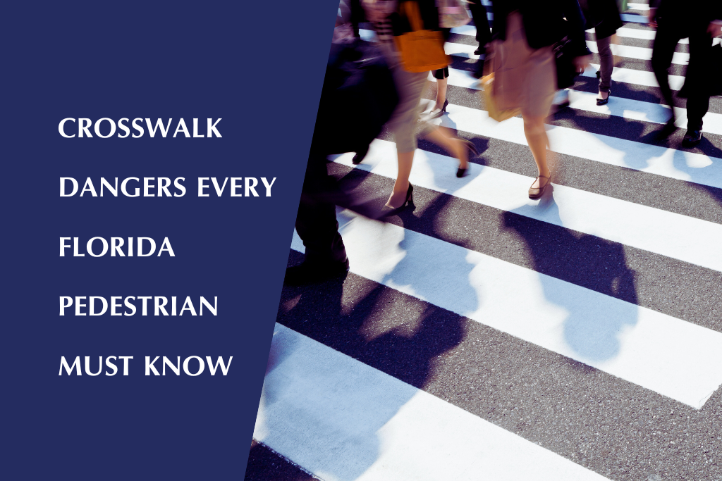 Pedestrians quickly walking on a crosswalk in Florida
