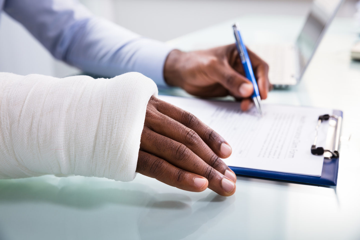 Injured man provides written details for personal injury lawyer in Pinellas