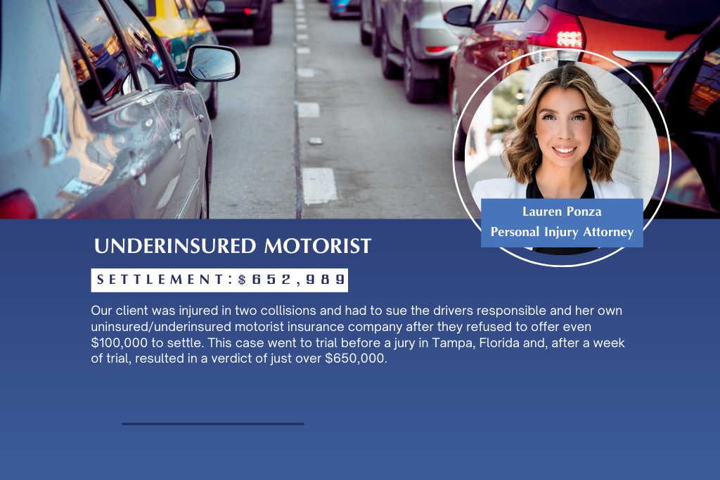 $652,989 settlement for a personal injury trial caused by two collisions