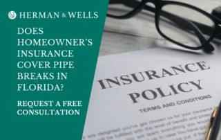 A copy of homeowners insurance policy with details on pipe breaks coverage.