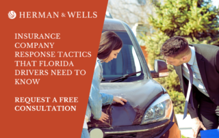 Insurance adjuster reviews damage related to car accident claim in Florida.