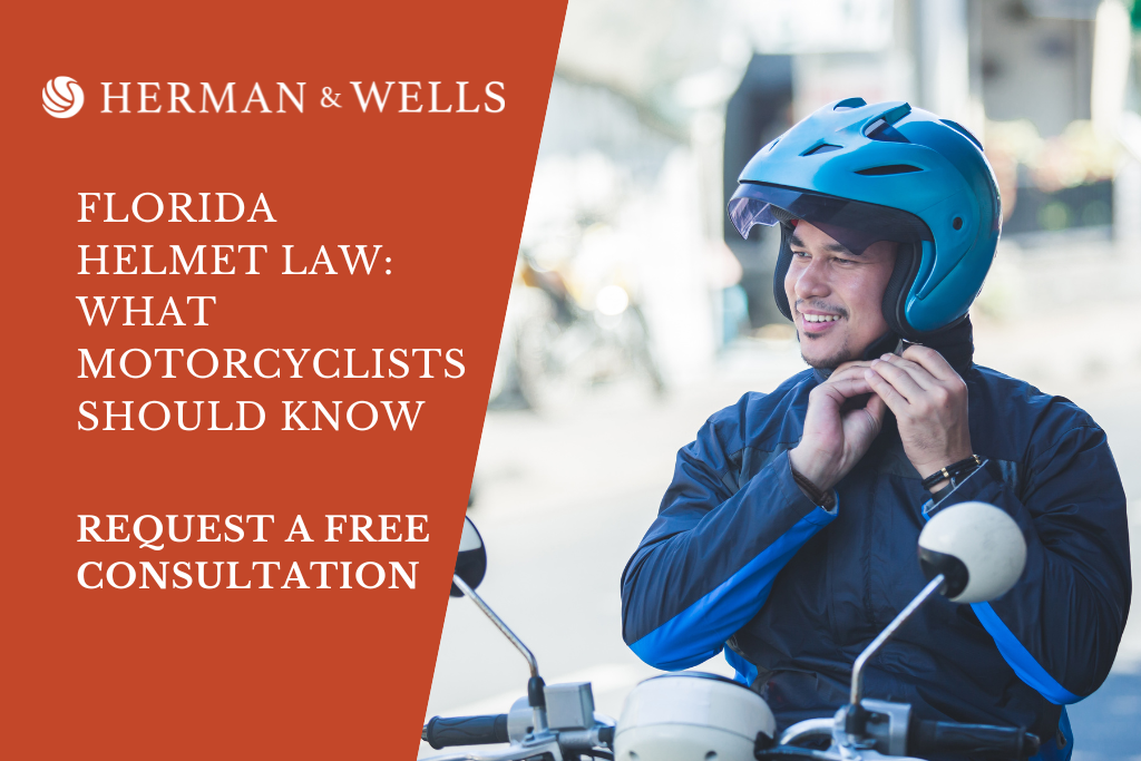 Motorcyclist following Florida helmet law.
