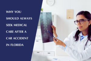 Woman seeks medical care after a car accident in Florida