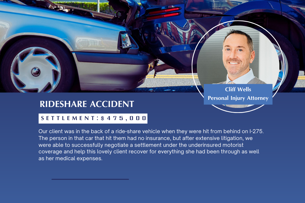 $475,000 settlement for a ride-share accident caused by an uninsured motorist