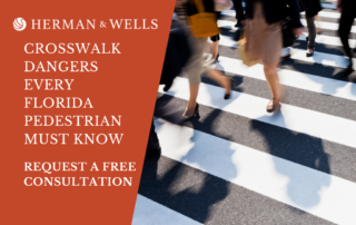 Pedestrians quickly walking on a crosswalk in Florida.