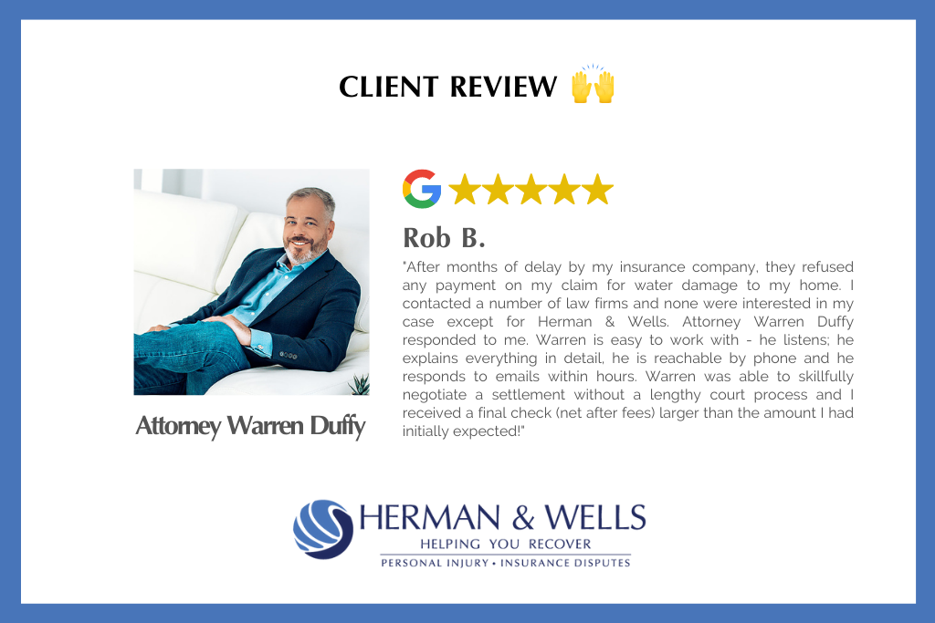 Client review from past water damage claim dispute case in Florida