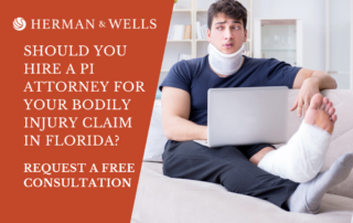 Man in bandages scheduled consultation with Florida PI lawyer for his bodily injury claim.