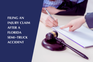 PI attorney assists a woman involved in a Florida semi-truck accident file an injury claim.