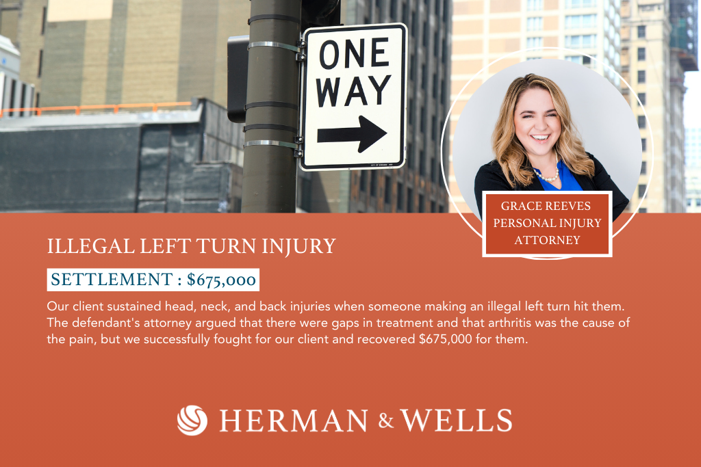 $675,000 settlement for a past illegal left turn hit case in Florida.