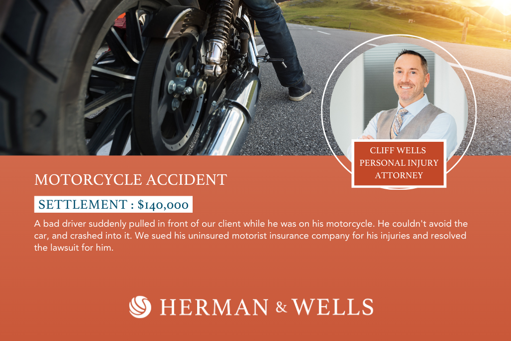 $140,000 settlement for past motorcycle accident case in Florida.