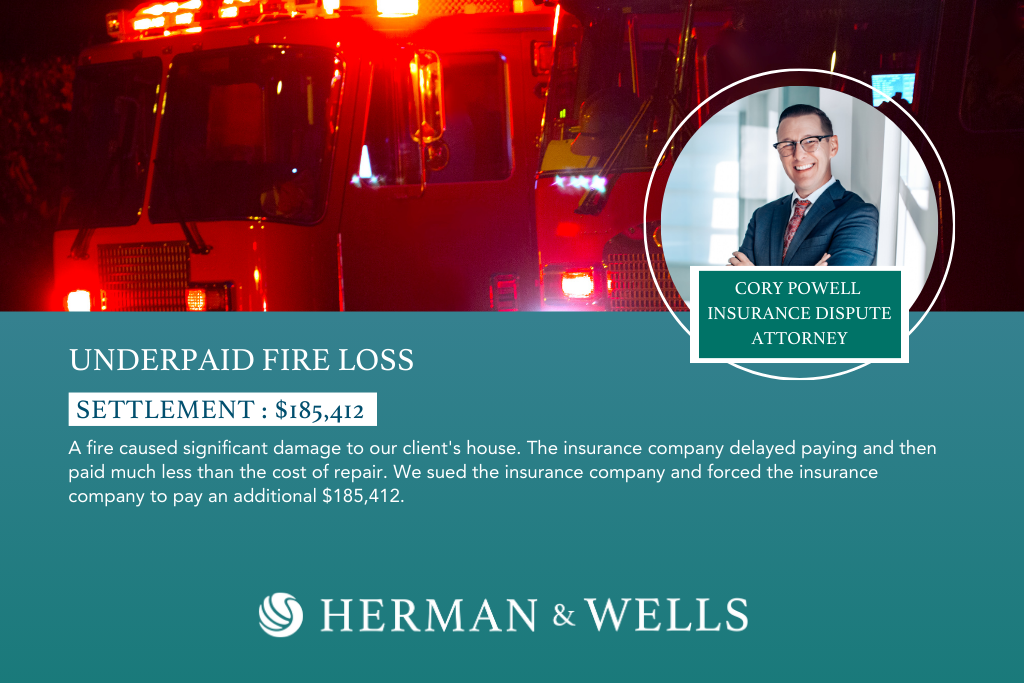 $185,412 settlement for damaged house caused by fire.