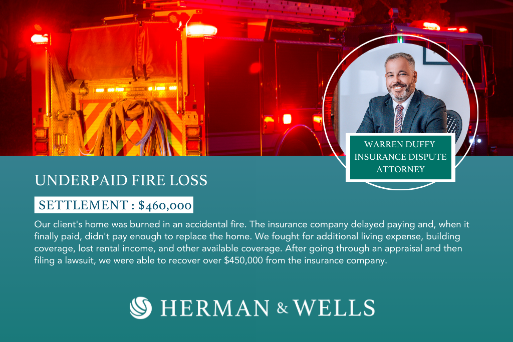 $460,000 result for Tampa fire damage insurance lawyer.