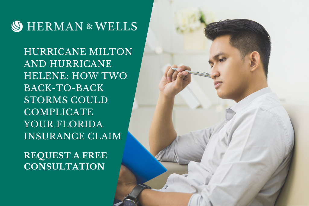 A Florida homeowner reviewing documents in confusion, realizing the need for an experienced insurance dispute lawyer for Hurricane Milton and Helene damage claim.